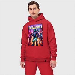 Мужской костюм оверсайз Cyberpunk and Minecraft - ai art collaboration, цвет: красный — фото 2