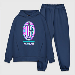 Мужской костюм оверсайз AC Milan FC в стиле glitch