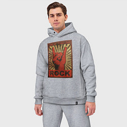 Мужской костюм оверсайз Rock tune up turn loud жест коза, цвет: меланж — фото 2