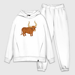 Мужской костюм оверсайз Cute bull, цвет: белый