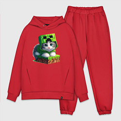 Мужской костюм оверсайз Kitten creeper collaboration - ai art, цвет: красный