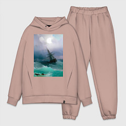 Мужской костюм оверсайз Корабль среди бурного моря