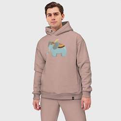 Мужской костюм оверсайз Cute elephant, цвет: пыльно-розовый — фото 2