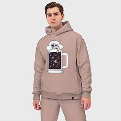 Мужской костюм оверсайз Космический пивас, цвет: пыльно-розовый — фото 2