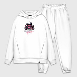 Мужской костюм оверсайз Учёный осьминог с компьютером и кофе