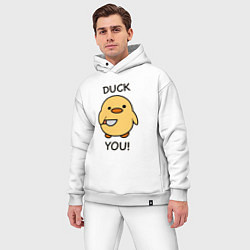 Мужской костюм оверсайз Утка с ножом fuck you, цвет: белый — фото 2