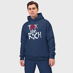 Мужской костюм оверсайз Tax the rich, цвет: тёмно-синий — фото 2