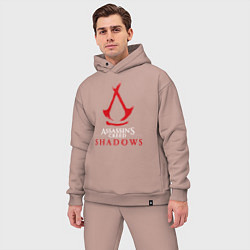 Мужской костюм оверсайз Assassins creed shadows logo, цвет: пыльно-розовый — фото 2