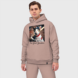 Мужской костюм оверсайз Bull terrier - New York yankees baseball team, цвет: пыльно-розовый — фото 2