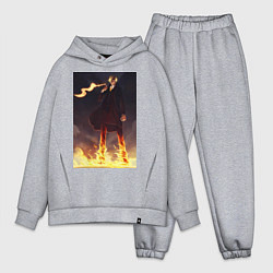 Мужской костюм оверсайз Ван-Пис Санджи огненная нога, цвет: меланж