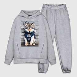 Мужской костюм оверсайз Уличный волчонок - нейросеть, цвет: меланж