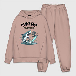 Мужской костюм оверсайз Surfing never alone - shark and girl