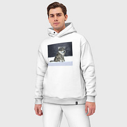 Мужской костюм оверсайз Волк ауффф мем, цвет: белый — фото 2