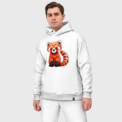 Мужской костюм оверсайз Красная панда с роскошным хвостом, цвет: белый — фото 2