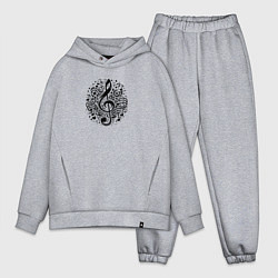 Мужской костюм оверсайз Декоративная татуировка с нотами