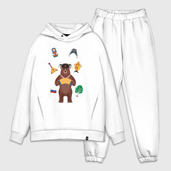 Мужской костюм оверсайз Медведь с балалайкой в ушанке и матрёшка