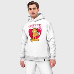 Мужской костюм оверсайз Coffee is love Гарфилд, цвет: белый — фото 2