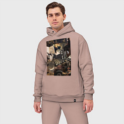 Мужской костюм оверсайз Шахматы коллаж, цвет: пыльно-розовый — фото 2