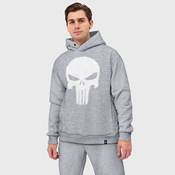 Мужской костюм оверсайз Punisher logo, цвет: меланж — фото 2