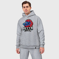 Мужской костюм оверсайз Бойцовая рыбка, цвет: меланж — фото 2