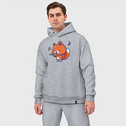 Мужской костюм оверсайз Лисичка с флейтой, цвет: меланж — фото 2