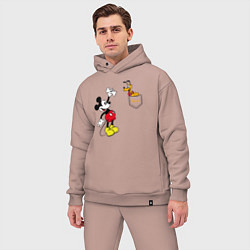 Мужской костюм оверсайз Микки Маус и Плуто, цвет: пыльно-розовый — фото 2