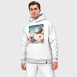 Мужской костюм оверсайз Чаепитие крылатого слона - психоделика, цвет: белый — фото 2