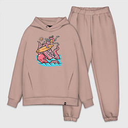 Мужской костюм оверсайз Осьминог напал на серфера