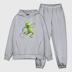 Мужской костюм оверсайз Новогоднее настроение гринч с гирляндой