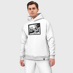 Мужской костюм оверсайз Велосипед и пятна в стиле гранж, цвет: белый — фото 2