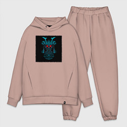 Мужской костюм оверсайз Японская маска самурая, цвет: пыльно-розовый