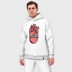 Мужской костюм оверсайз Скейт в сердце, цвет: белый — фото 2