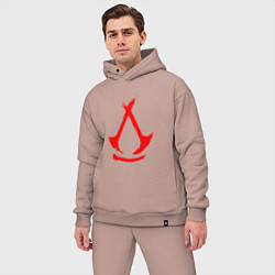 Мужской костюм оверсайз Assassins creed - shadows logotype, цвет: пыльно-розовый — фото 2
