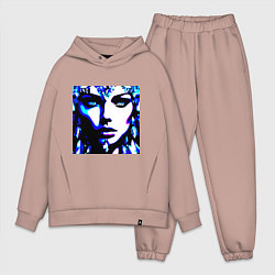 Мужской костюм оверсайз Абстракция девушка камни, цвет: пыльно-розовый