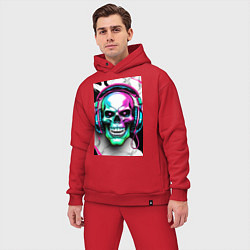 Мужской костюм оверсайз Череп в наушниках, цвет: красный — фото 2