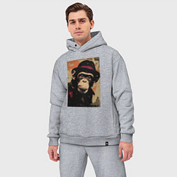 Мужской костюм оверсайз Обезьянка детектив в шляпе, цвет: меланж — фото 2