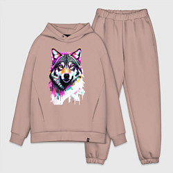 Мужской костюм оверсайз Волчья морда - нейроарт