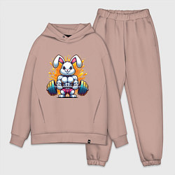 Мужской костюм оверсайз Gym bunny barbell, цвет: пыльно-розовый