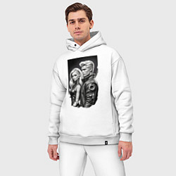 Мужской костюм оверсайз Барби и Кен - киберпанк эскиз, цвет: белый — фото 2