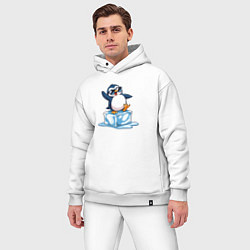 Мужской костюм оверсайз Пингвин на льдине, цвет: белый — фото 2