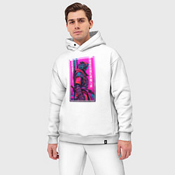 Мужской костюм оверсайз Самурай неоновый киберпанк, цвет: белый — фото 2