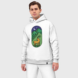 Мужской костюм оверсайз Олень и горы, цвет: белый — фото 2