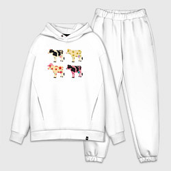 Мужской костюм оверсайз Милые коровы поп-арт, цвет: белый