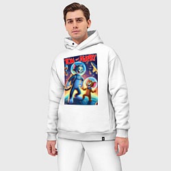 Мужской костюм оверсайз Том и Джерри - неоновый космос, цвет: белый — фото 2