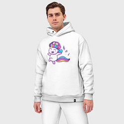 Мужской костюм оверсайз Music unicorn, цвет: белый — фото 2