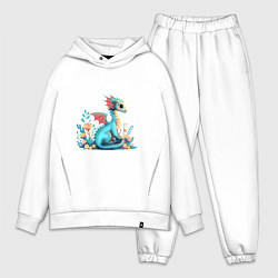 Мужской костюм оверсайз Бирюзовый дракон