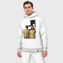 Мужской костюм оверсайз Винтажная пара - девушка с мужчиной в белых костюм, цвет: белый — фото 2