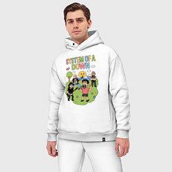 Мужской костюм оверсайз System of a Down, мультяшный стиль, цвет: белый — фото 2