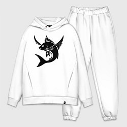 Мужской костюм оверсайз Рыба с крыльями, цвет: белый