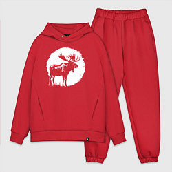 Мужской костюм оверсайз Лось в круге, цвет: красный